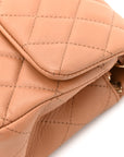 Lambskin Quilted Mini Rectangular Flap Brown