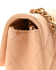 Lambskin Quilted Mini Rectangular Flap Beige