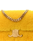 Fluffy Shearling Triomphe Claude Chain Shoulder Bag Yellow