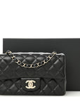 Lambskin Quilted Mini Rectangular Flap Black