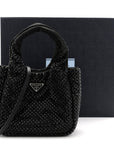 Satin Crystal Soft Padded Small Double Handled Shoulder Bag Black