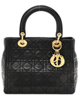 Lambskin Cannage Medium Lady D1OR Black