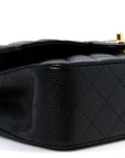 Caviar Quilted Medium Double Flap Black