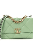 Goatskin Quilted Medium CHNL 19 Flap Light Green