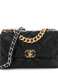 Goatskin Quilted Large CHNL 19 Flap Black