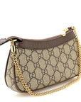 GG Supreme Monogram Textured Dollar Calfskin Mini Ophidia Chain Bag Beige Ebony