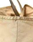 Tessuto Nylon Saffiano Shopping Tote White