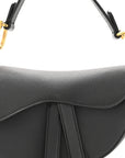 Grained Calfskin Mini Saddle Bag Black