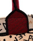 Canvas Embroidered Medium D1ORamour Graffiti Book Tote Latte Multicolor