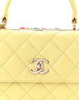 Lambskin Quilted Small Trendy CC Flap Dual Handle Bag Yellow