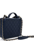 Caviar Quilted Medium CC Filigree Vanity Case Navy