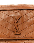 Crinkled Calfskin Matelasse Monogram Medium Niki Chain Satchel Caramel