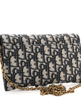 Oblique Saddle Chain Long Wallet Blue