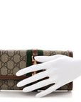 GG Supreme Monogram Azalea Calfskin Web Jackie 1961 Chain Wallet Beige Ebony Brown Sugar