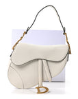 Grained Calfskin Saddle Bag White