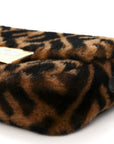 Shearling Vitello Dolce Macro FF 1974 Mini Baguette Tobacco Black