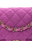 Tweed Quilted Mini Rectangular Flap Purple