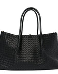 Calfskin Intrecciato Large Pinacoteca Reversible Tote Black