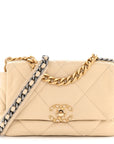 Lambskin Quilted Medium CHNL 19 Flap Beige
