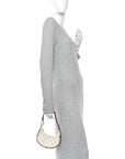 Canvas Calfskin Mini Ava Triomphe Shoulder Bag White