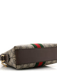 GG Supreme Monogram Textured Dollar Calfskin Web Small Ophidia Dome Shoulder Bag Beige Ebony New Acero