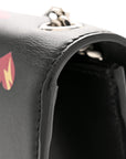 Calfskin Medium Heart Bolts Monogram Kate Satchel Black