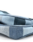 Denim Damier Monogram Patchwork Multi Pochette Accessories Blue Rouge