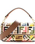 Canvas Ricamo Vitello King FF Multicolor Embroidered Baguette Grezzo Multicolor Gianduia