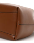 Smooth Shiny Calfskin Bon Bon Bucket Bag Dark Tan