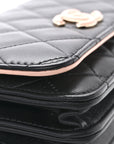 Lambskin Quilted Mini Wallet on Chain WOC Black Pink
