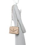 Calfskin Y Quilted Monogram Small Loulou Chain Satchel Dark Beige