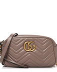Calfskin Matelasse Small GG Marmont Chain Shoulder Bag Porcelain Rose