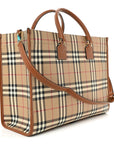 Canvas Vintage Check Calfskin Medium Freya Tote Briar Brown