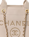 Caviar Small Studded Deauville Tote Ivory