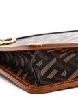 Coated Canvas Medium La Greca Signature Pouch Black Caramel