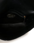 Shearling Lambskin Crystal Strass Flap Black