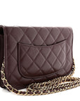Shiny Caviar Quilted Strass Wallet On Chain WOC Bordeaux