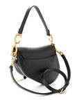 Grained Calfskin Saddle Bag With Strap Black