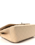 Caviar Quilted Jumbo Double Flap Beige