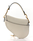 Grained Calfskin Mini Saddle Bag White