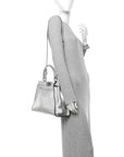 Vitello Catalan Mirror Medium Peekaboo Iconic Satchel Argento