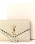 Grain De Poudre Matelasse Chevron Cassandre Envelope Chain Wallet Crema Soft