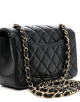 Lambskin Quilted Mini Rectangular Flap Black