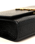 Calfskin Crocodile Embossed Medium Classic Monogram Kate Tassel Satchel Black