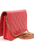 Caviar Quilted Boy Wallet On Chain WOC Dark Pink