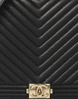 Lambskin Chevron Boy Wallet On Chain WOC Black
