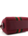 GG Supreme Monogram Textured Dollar Calfskin Web Super Mini Ophidia Top Handle Bowler Bag Rosso Ancora