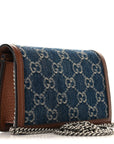 New Denim GG Monogram Dollar Calfskin Enamel Super Mini Dionysus Shoulder Bag Blue Tea Cuir Epilog Electric Blue