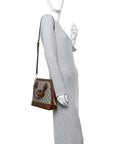 GG Supreme Monogram Azalea Calfskin Small Horsebit 1955 Top Handle Bag Beige Ebony Brown Sugar