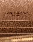 Grain De Poudre Matelasse Chevron Monogram Envelope Chain Wallet Cork